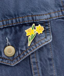 Flower Enamel Pin Yellow Daffodil Enamel Pin March Birth Flower