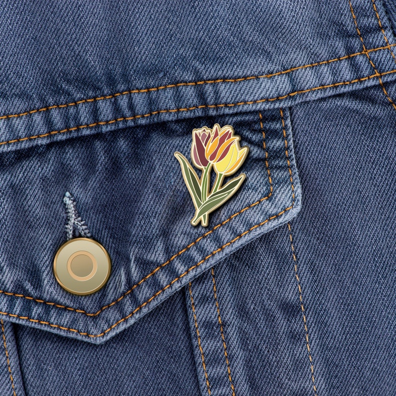 Tulip Enamel Pin Flower Lover Gift Flower Lapel Pin for Flower Lover Tulip Floral Lapel Pin Gift for Mom Flower Brooch for her