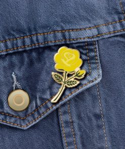 Yellow Rose Hard Enamel Pin Flower pin Valentines Day gifts Yellow Rose Enamel Pin Flower Lover Lapel Pin Yellow Rose Brooch