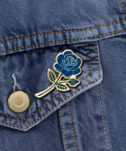 Blue Rose Enamel Pin  Flower pins  June Birth Flower Valentines Day gifts Blue Flower Enamel Pin Floral Lapel Pin