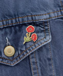 Poppy Wildflower Flower Enamel Pin  Poppy Floral Lapel Pin