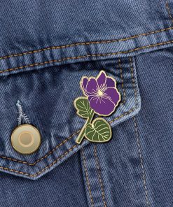 Violet Flower Enamel Pin  February Birth Month Flower