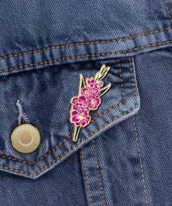 August Birth Month Gladiolus Flower Lapel Pin Birth Month Flower Gifts Floral Enamel Pin