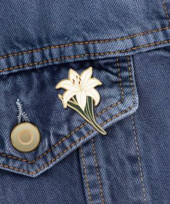 White Lily Flower Enamel Pin Flower Enamel Pin Floral Lapel Pin Flower Lover Gift Ideas